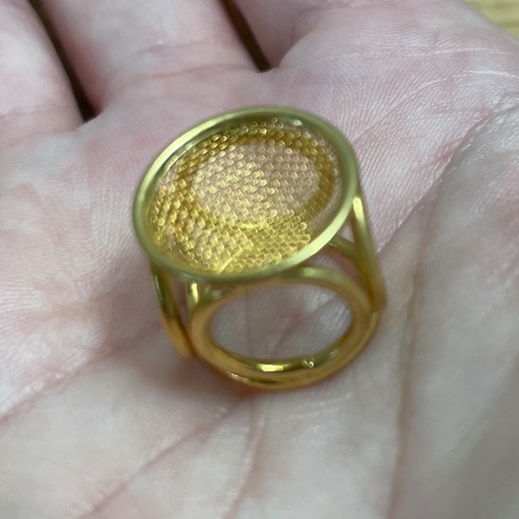 Vintage Dollhouse Miniature Furniture 2  Rocking Chairs & Table Gold Brass Tone - Picture 5 of 8